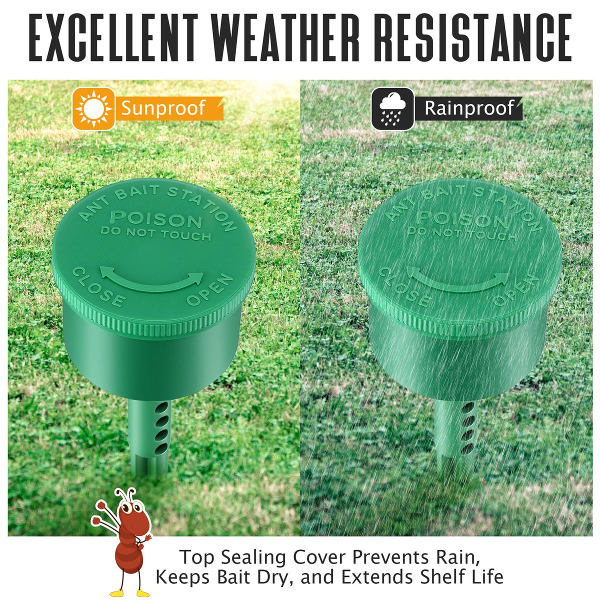 Qualirey large-capacity bait station holding up to 2.28 oz of bait.