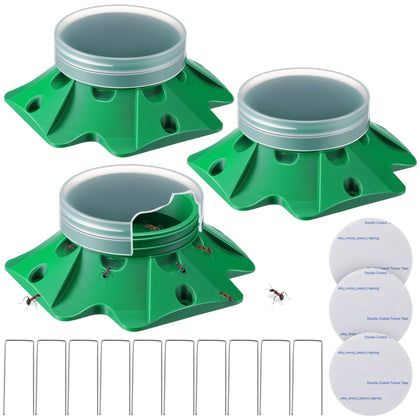 Qualirey 3-pack Ant Bait Stations ready for indoor and outdoor placement.