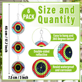 Qualirey bird deterrent disc with evil eye glow enhances nighttime deterrence.