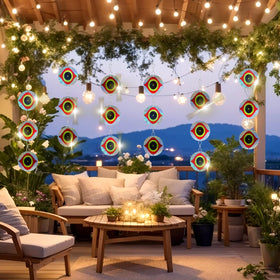 Qualirey disc uses sunlight to repel birds in outdoor spaces without harm.