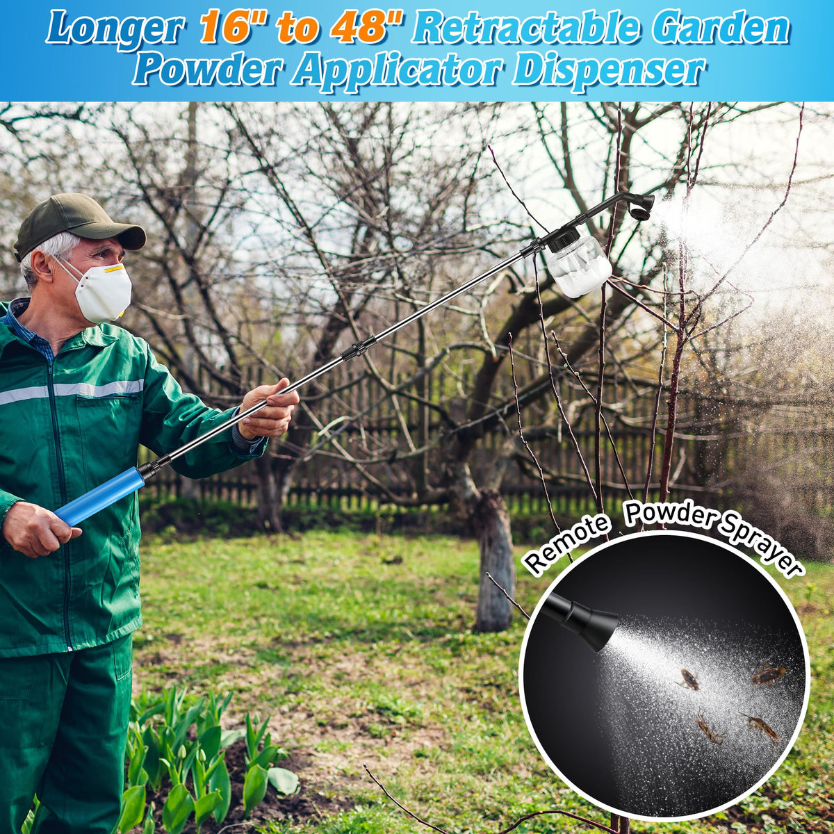 Qualirey blue powder duster ideal for indoor and outdoor use.