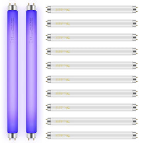 Qualirey bug zapper bulbs 12-pack 10W for versatile pest control in a 13-inch tube.