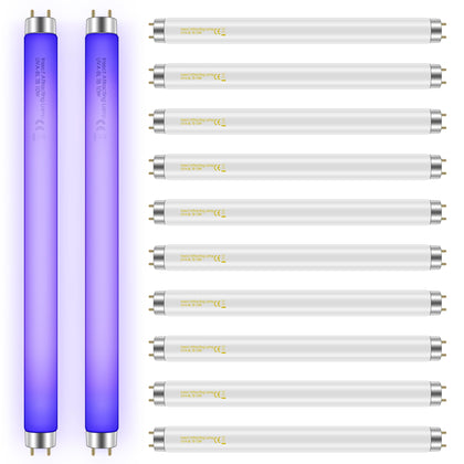 Qualirey bug zapper bulbs 12-pack 10W for versatile pest control in a 13-inch tube.