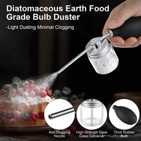 Qualirey diatomaceous duster nozzle enabling controlled, fine powder spray.