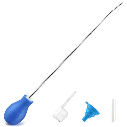 Qualirey diatomaceous earth duster with 9-22 inch extendable pipe for precise powder application.