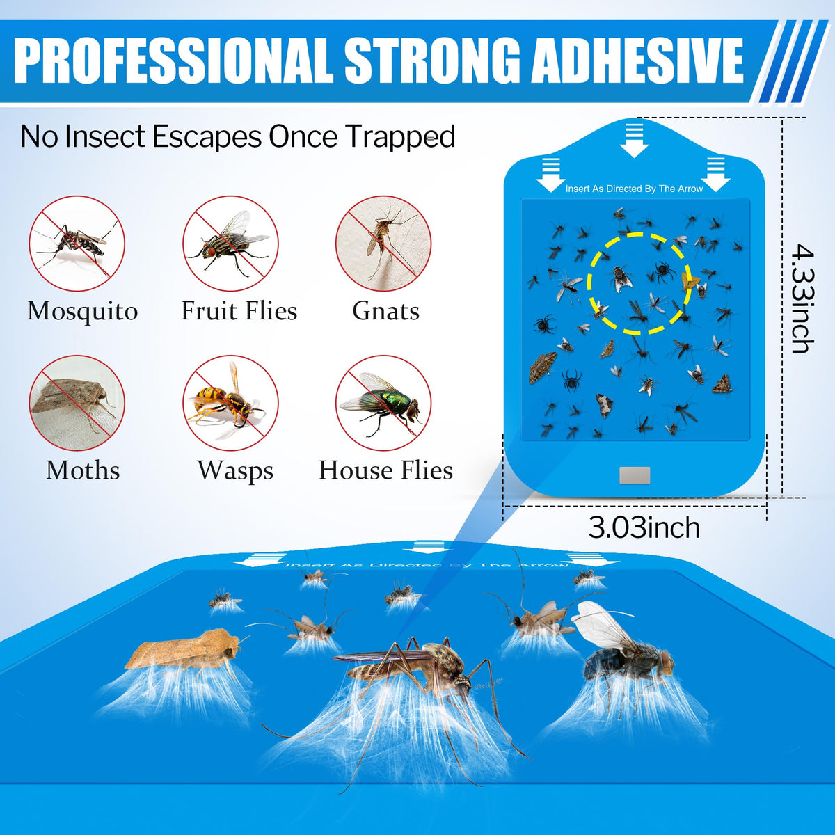 Qualirey double-sided adhesive refill in use captures flying insects efficiently