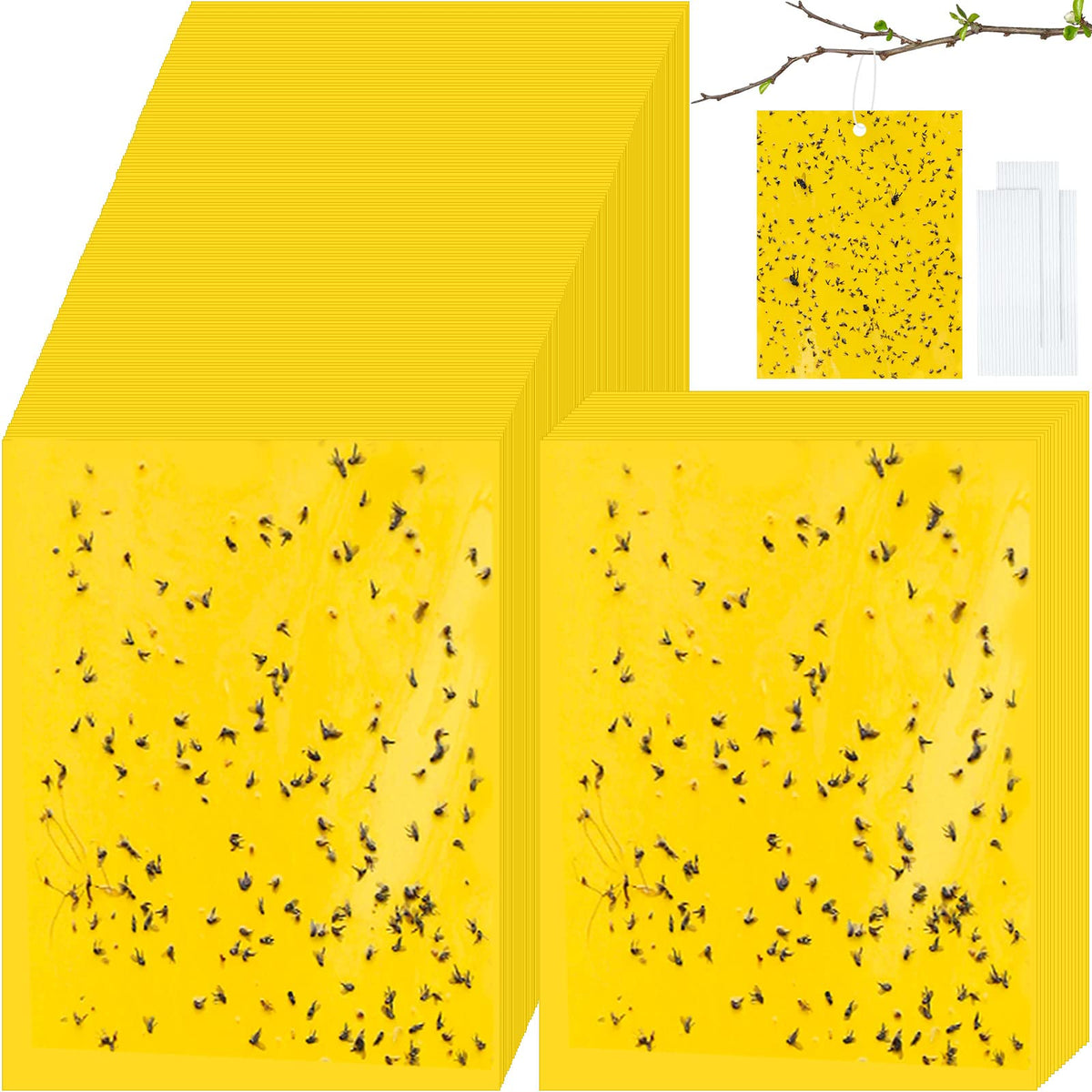 Qualirey double-sided yellow sticky trap attracts and captures garden pests.