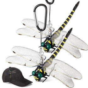 Qualirey Dragonfly hat clip in yellow adds a lifelike accent to hats and backpacks.