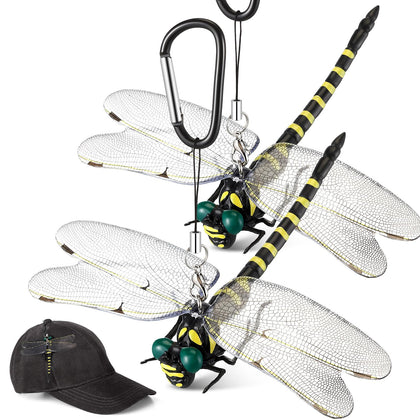 Qualirey Dragonfly hat clip in yellow adds a lifelike accent to hats and backpacks.