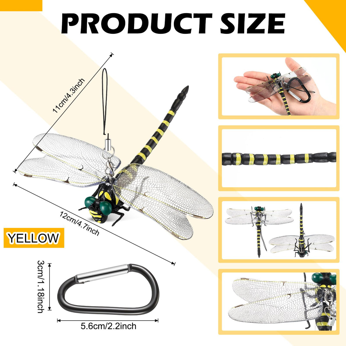 Qualirey Dragonfly hook included for easy attachment to bags, backpacks, or keys.