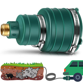 Qualirey exhaust pipe attachment fits 2-4 inch pipes for underground pest control.