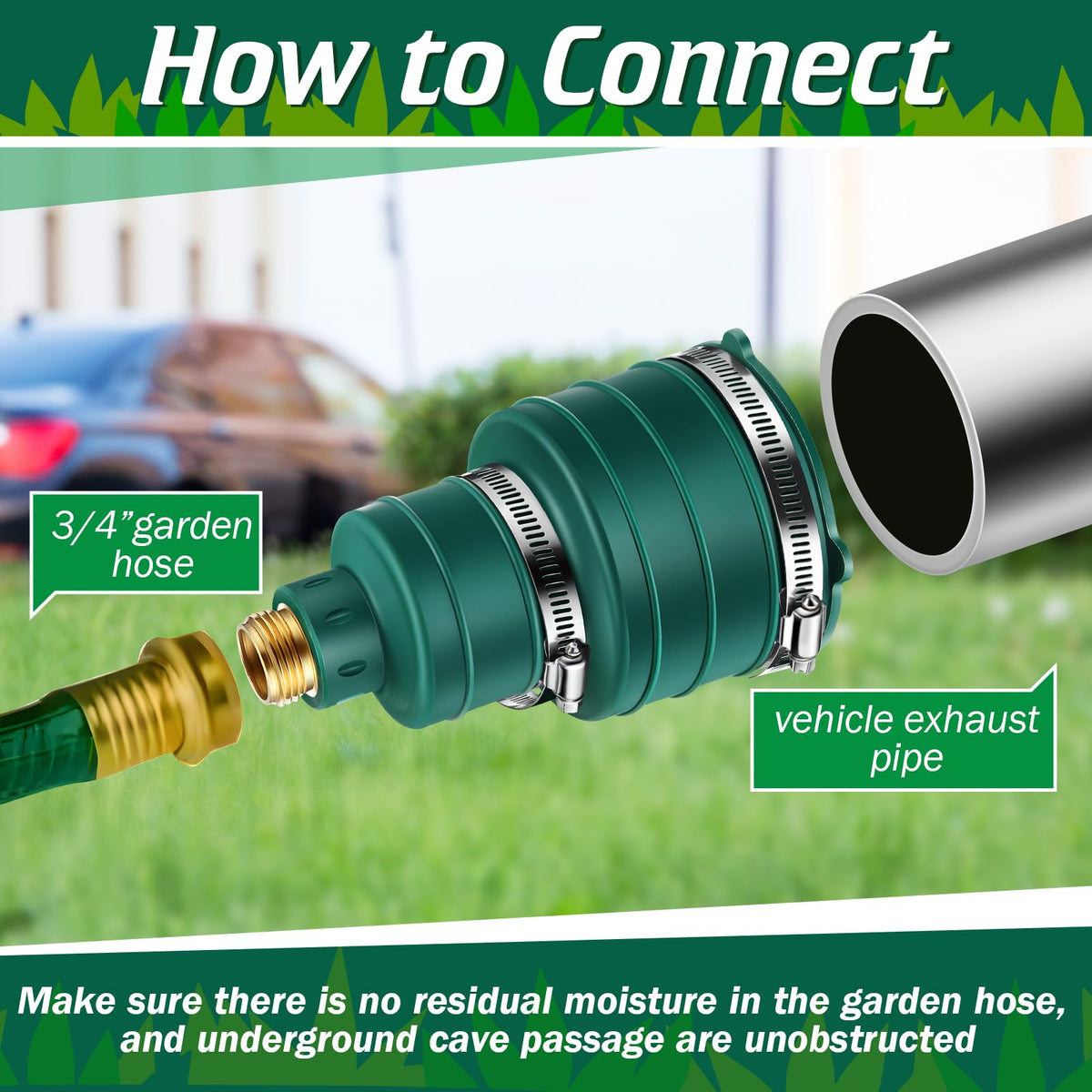 Qualirey exhaust pipe attachment with metal clamp for secure mounting.