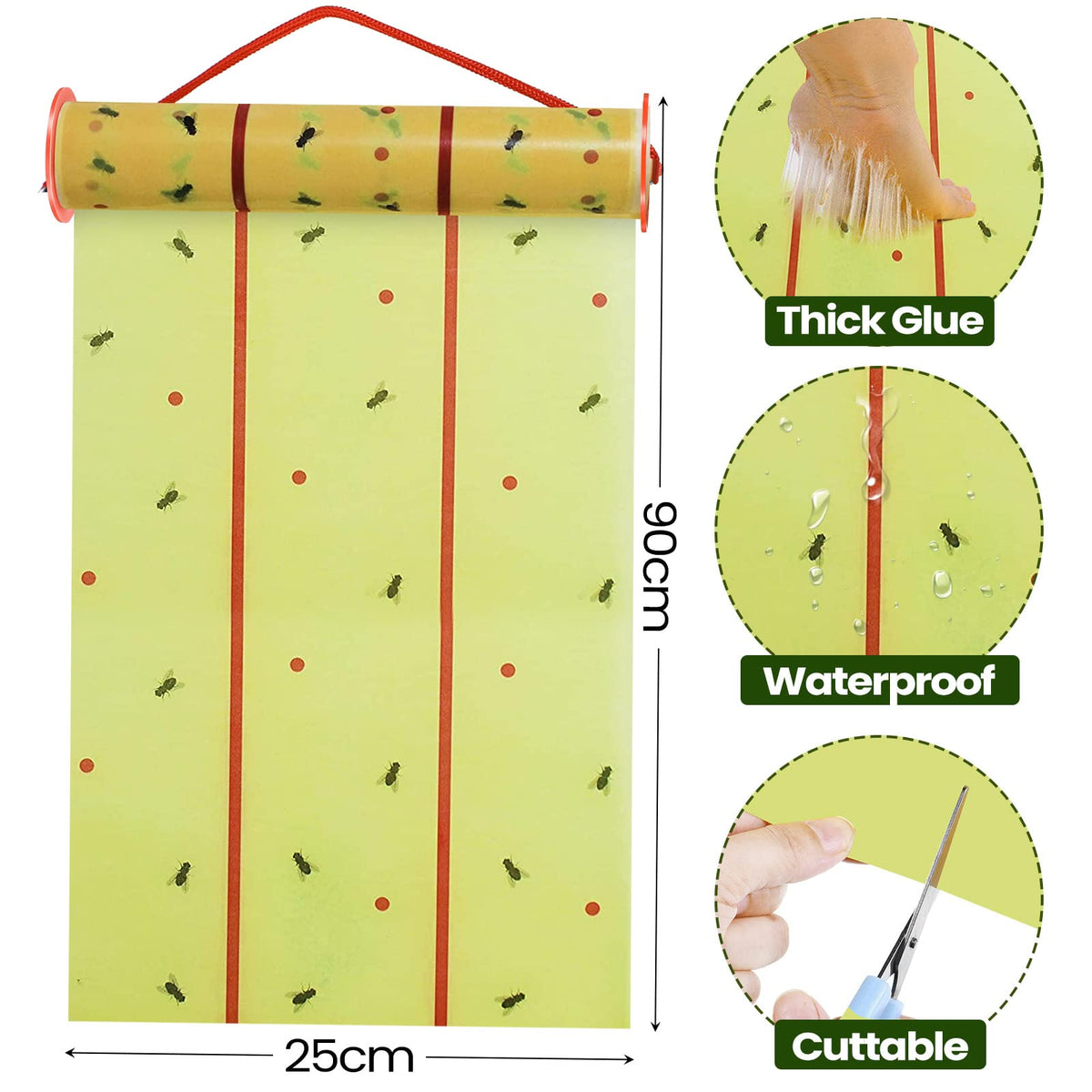 Qualirey fly strips indoors with non-toxic glue for safe family-friendly insect capture.