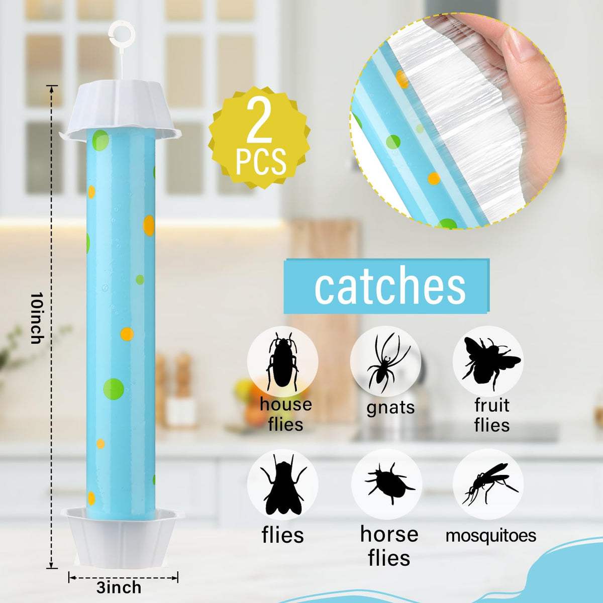 Qualirey fly trap adhesive sticks provide strong adhesion to capture insects.