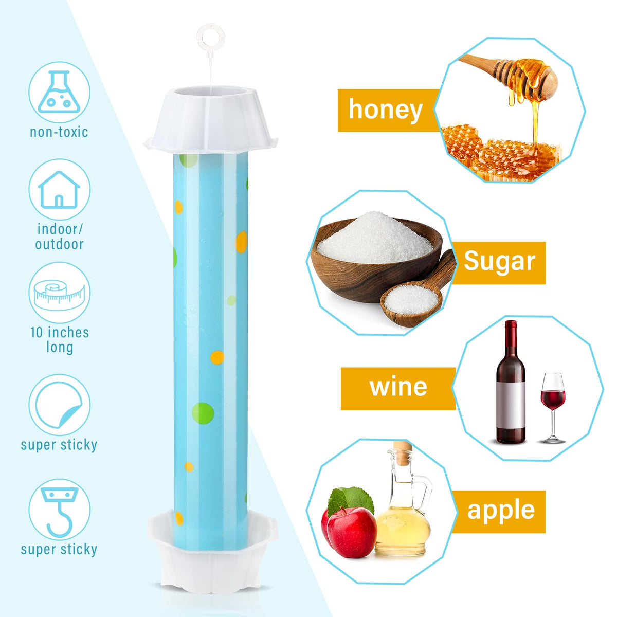 Qualirey fly trap hanging hook design enables easy placement anywhere.