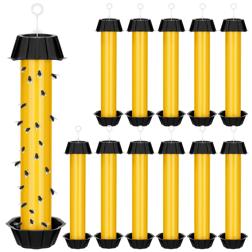 Qualirey Fly Trap pack of 12 in yellow safely captures pests indoors and outdoors.