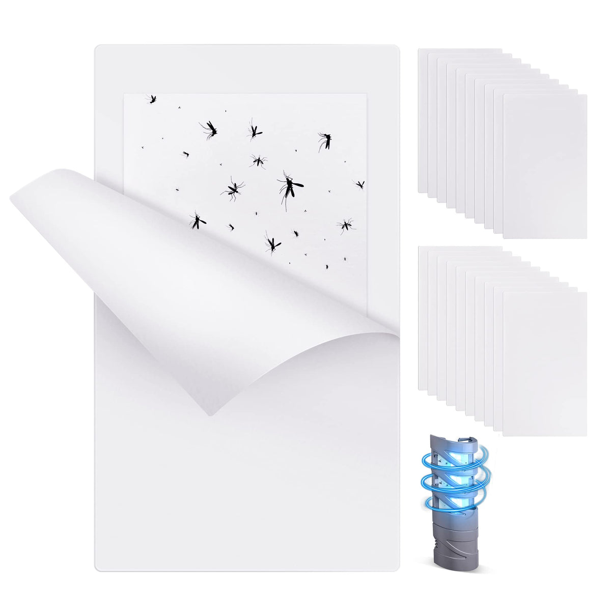 Qualirey FlyWeb-compatible glue board, front view, indoor pest control ready for quick trap replacement.