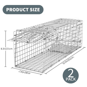 Foldable steel trap cage by Qualirey shown for compact storage.