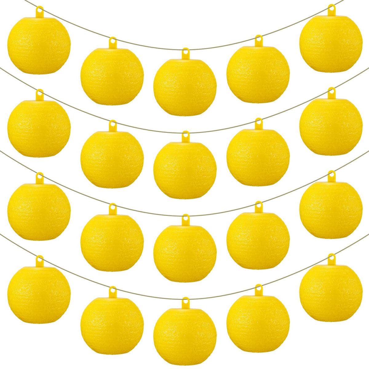 Qualirey fruit fly trap ball yellow packaging shows ten traps ready for home use.