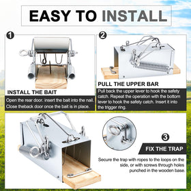 Qualirey trap close up reveals galvanized frame and weather resistant construction.