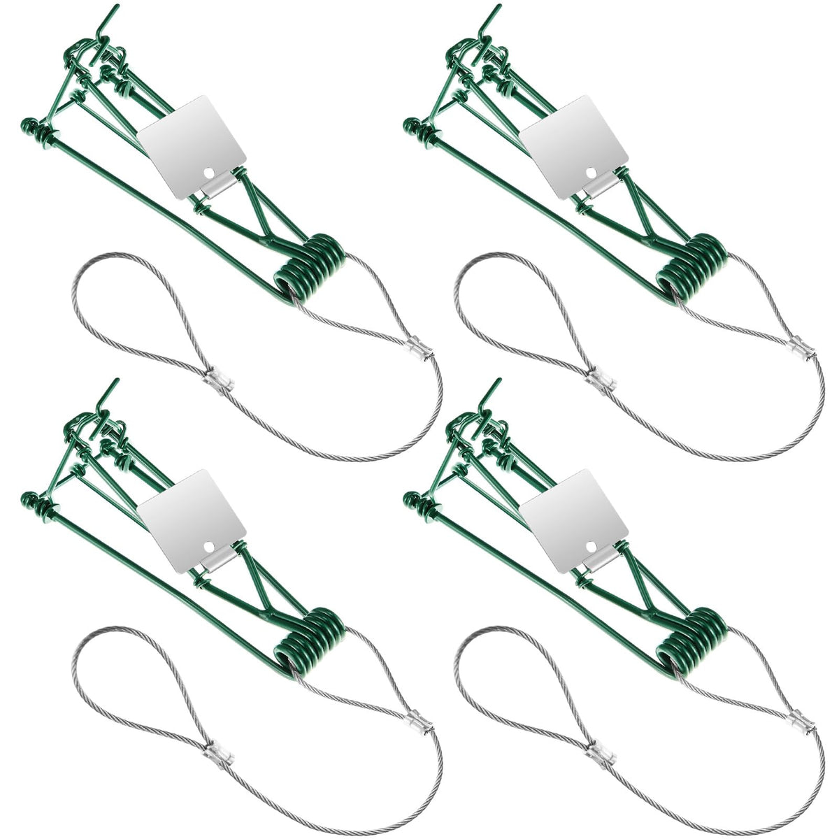 Qualirey gopher trap with chain in green, front view for lawn control