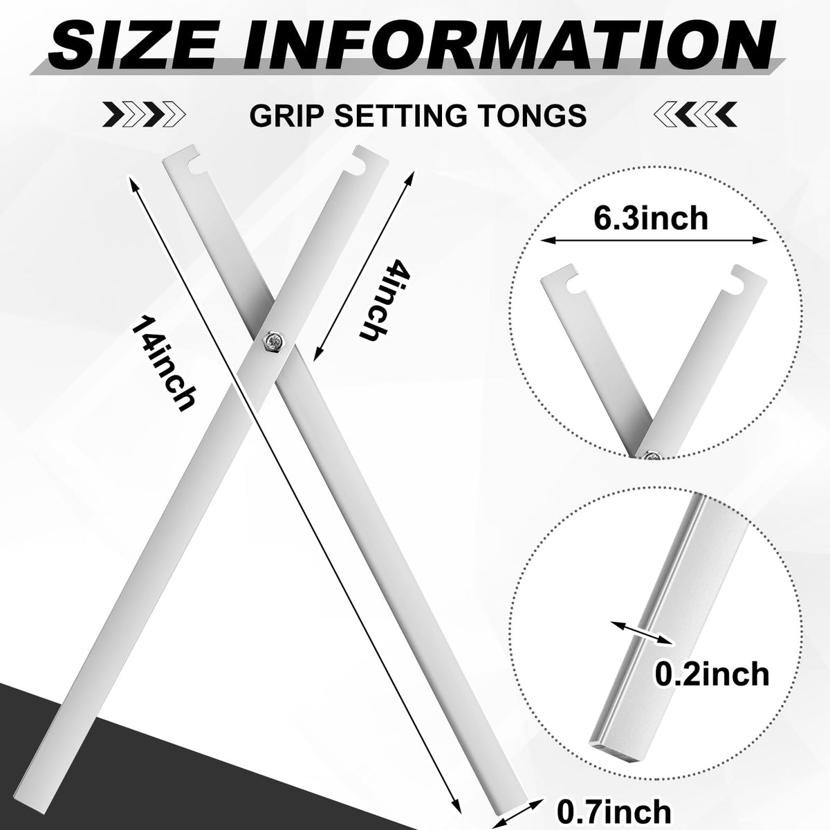Qualirey grip setting tongs show compatibility with traps across sizes 50 to 160.