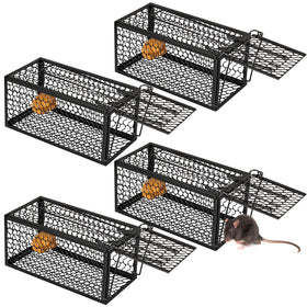 Qualirey humane rat trap cage front view highlights sturdy mesh for durable, repeated use.