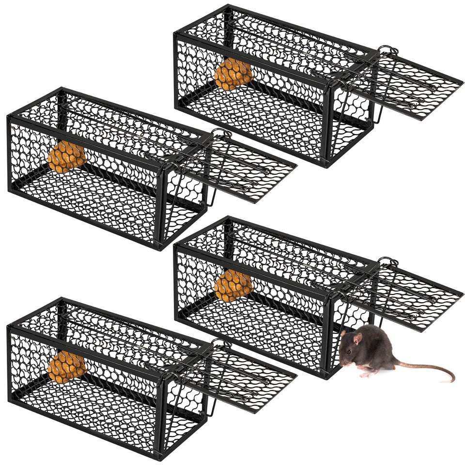 Qualirey humane rat trap cage front view highlights sturdy mesh for durable, repeated use.