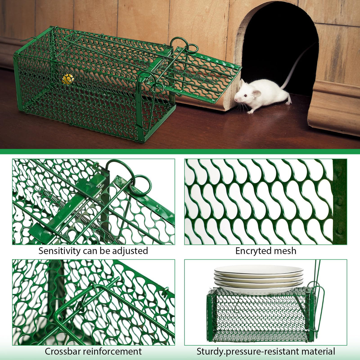 Qualirey cage trap with sensitive trigger for quick capture