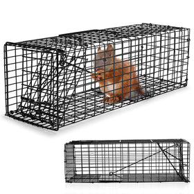 Qualirey humane squirrel trap assembly showing sturdy construction for outdoor use