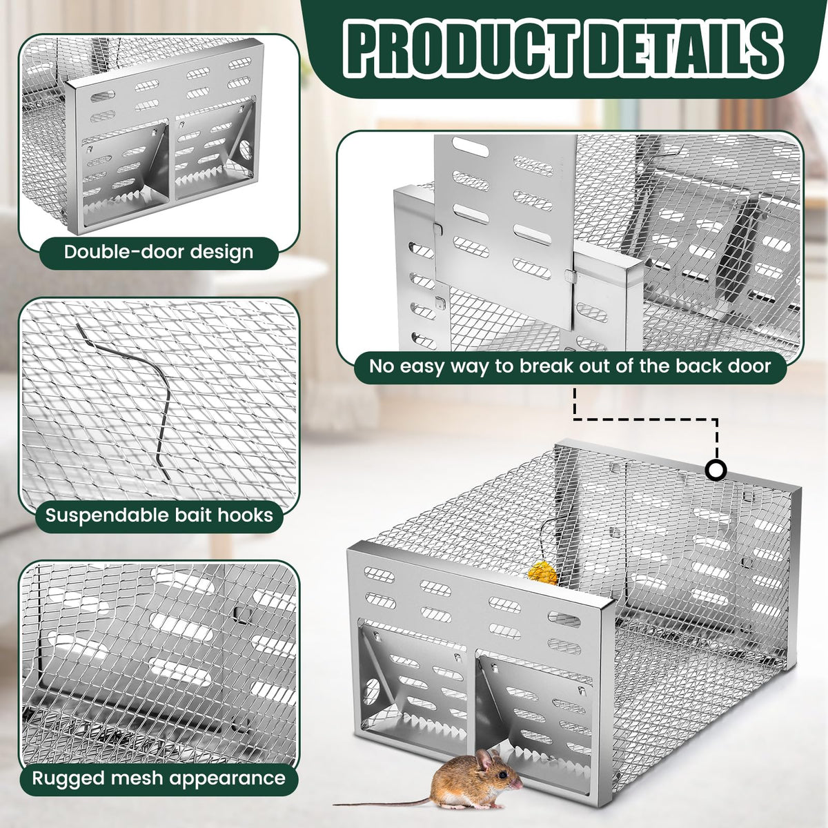 Qualirey large-capacity 12x9 trap illustrating spacious interior.