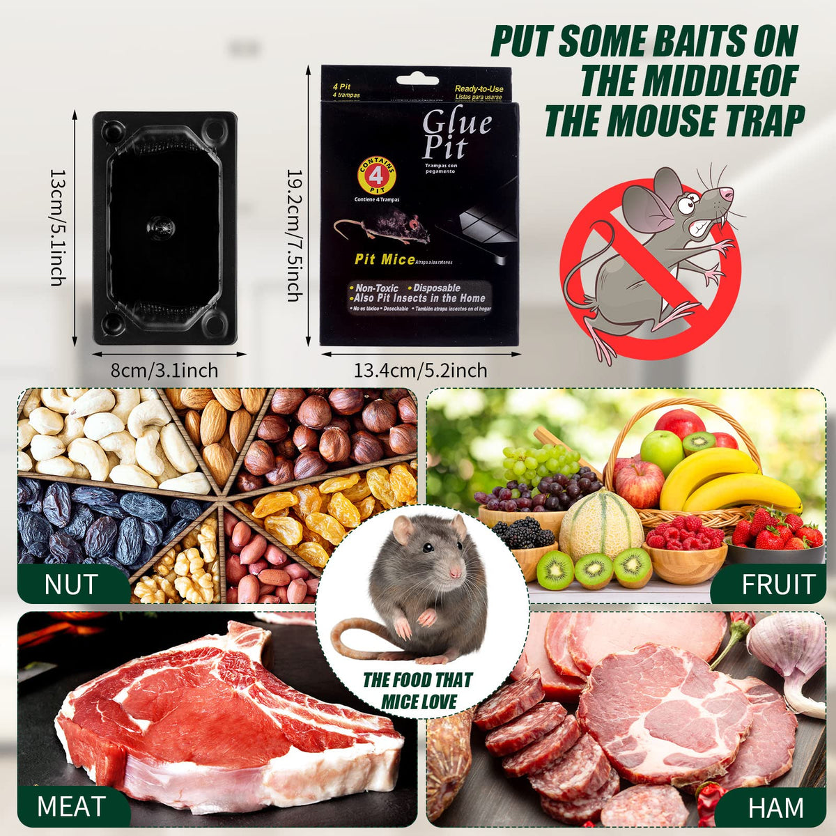 Qualirey glue trap closeup adhesive highlights strong sticking power for reliable trapping.