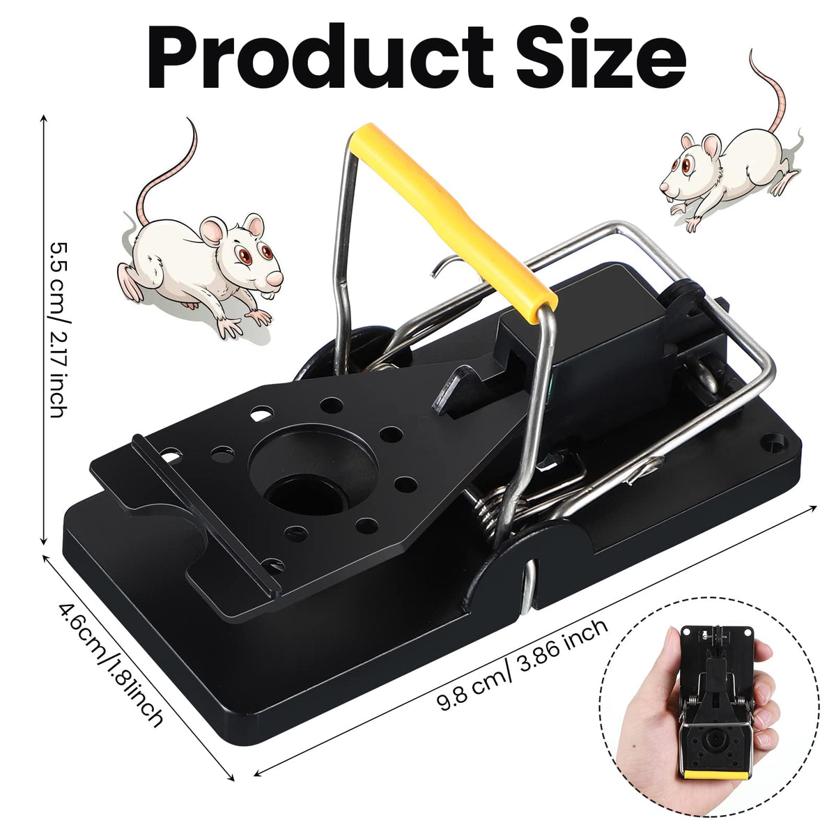 Qualirey mouse traps snap mechanism ensures quick, clean captures with reusable plastic design.