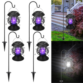 Qualirey four-pack outdoor solar bug zappers for patio protection.