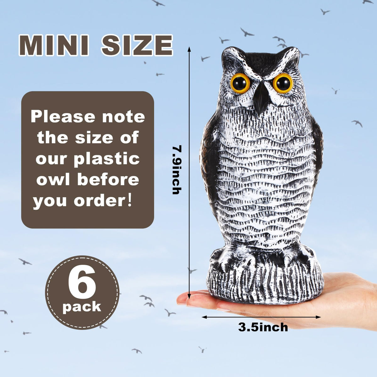 Qualirey owl decoy bird deterrent for yard reduces pest activity.