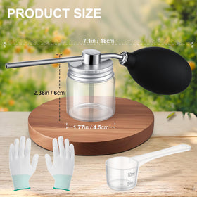 Qualirey powder duster glass container shows powder level for refills.