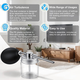 Qualirey puffer for indoor and outdoor use supports versatile dusting.