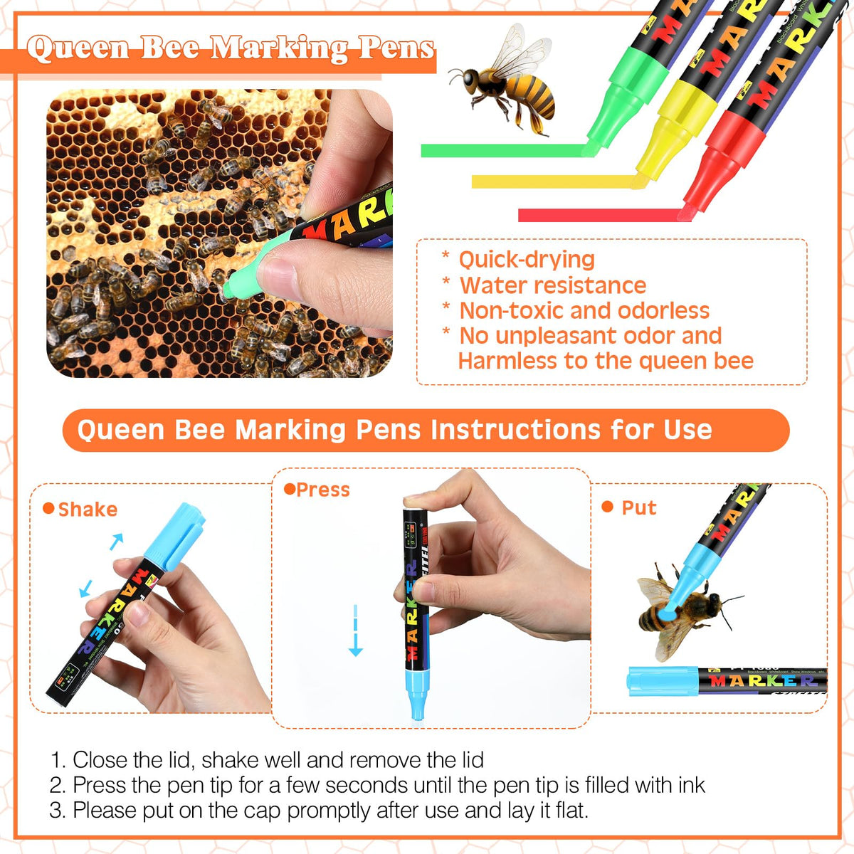 Qualirey queen marking bottle for gentle, controlled queen marking