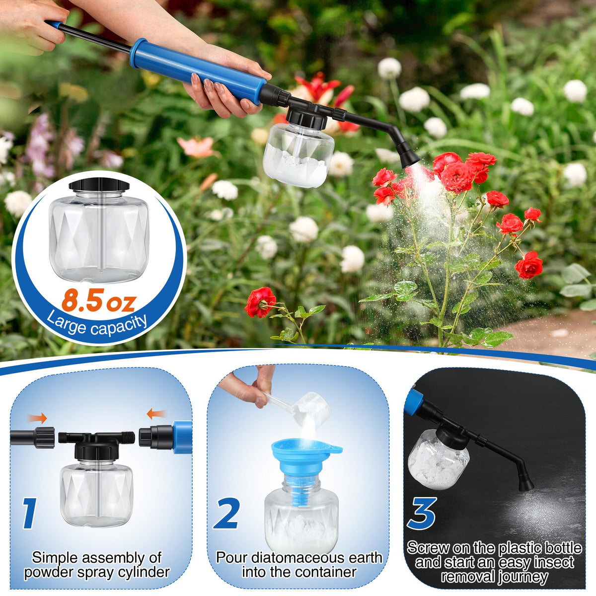 Qualirey silicone hose enhances powder flow during use.
