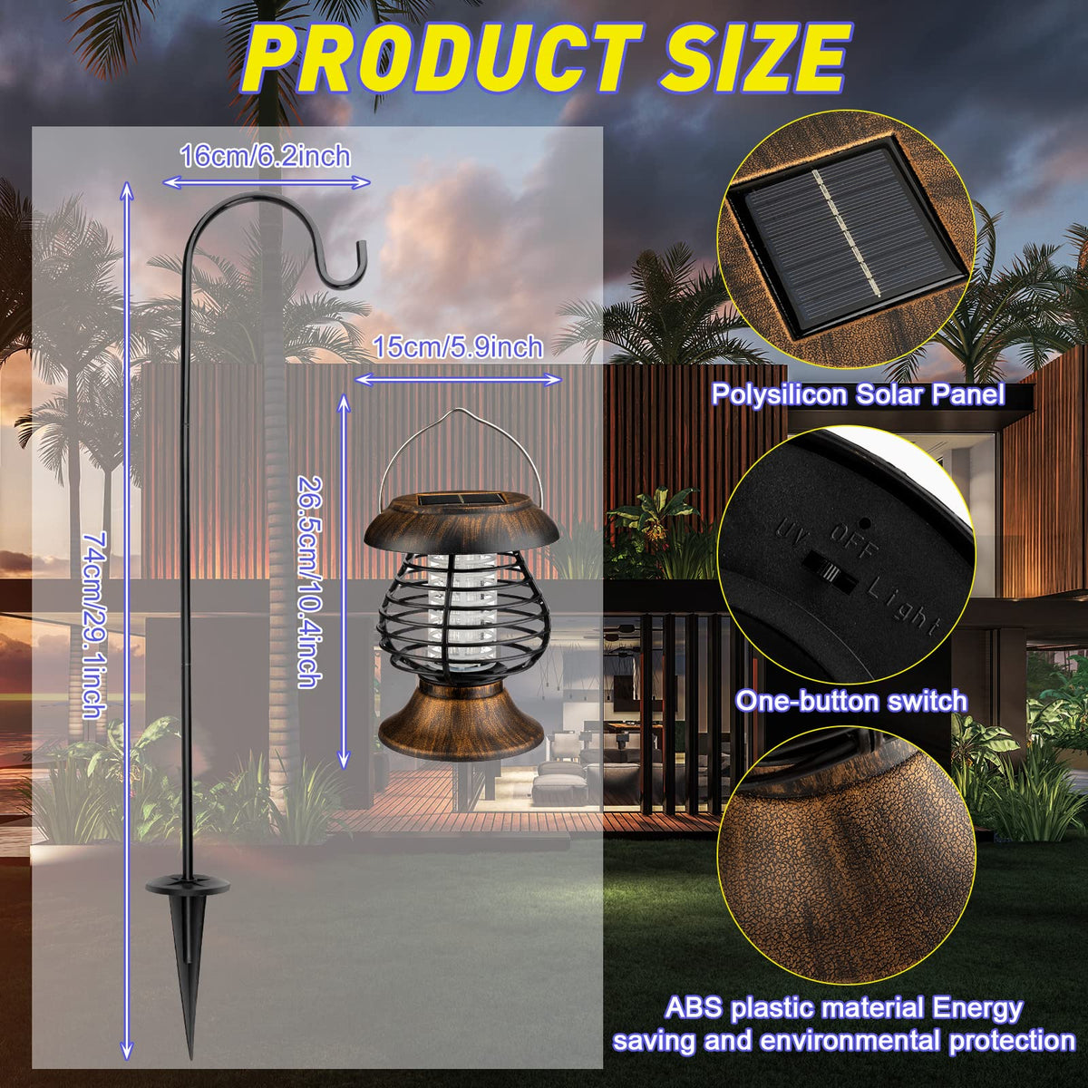 Qualirey bug zapper hanging ring design for patio or garden