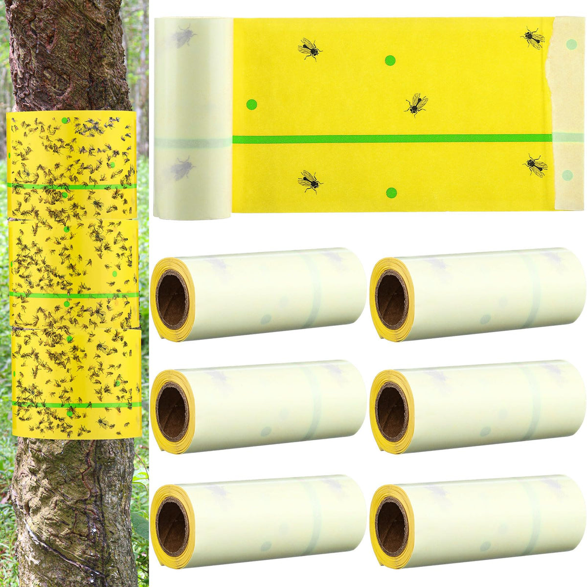 Qualirey spotted lantern fly trap roll 30 ft protecting trees outdoors.
