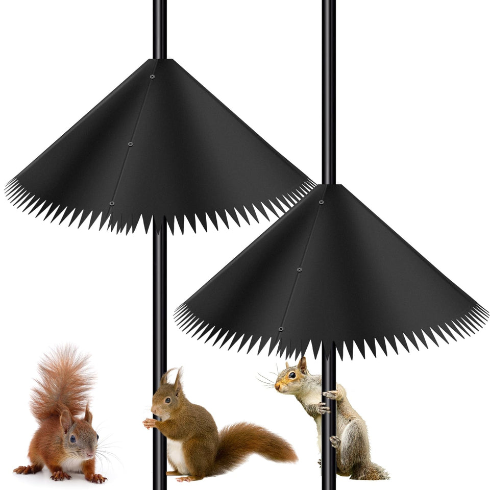 Qualirey Squirrel Baffle close-up shows smooth surface for easy cleaning and squirrel deterrence