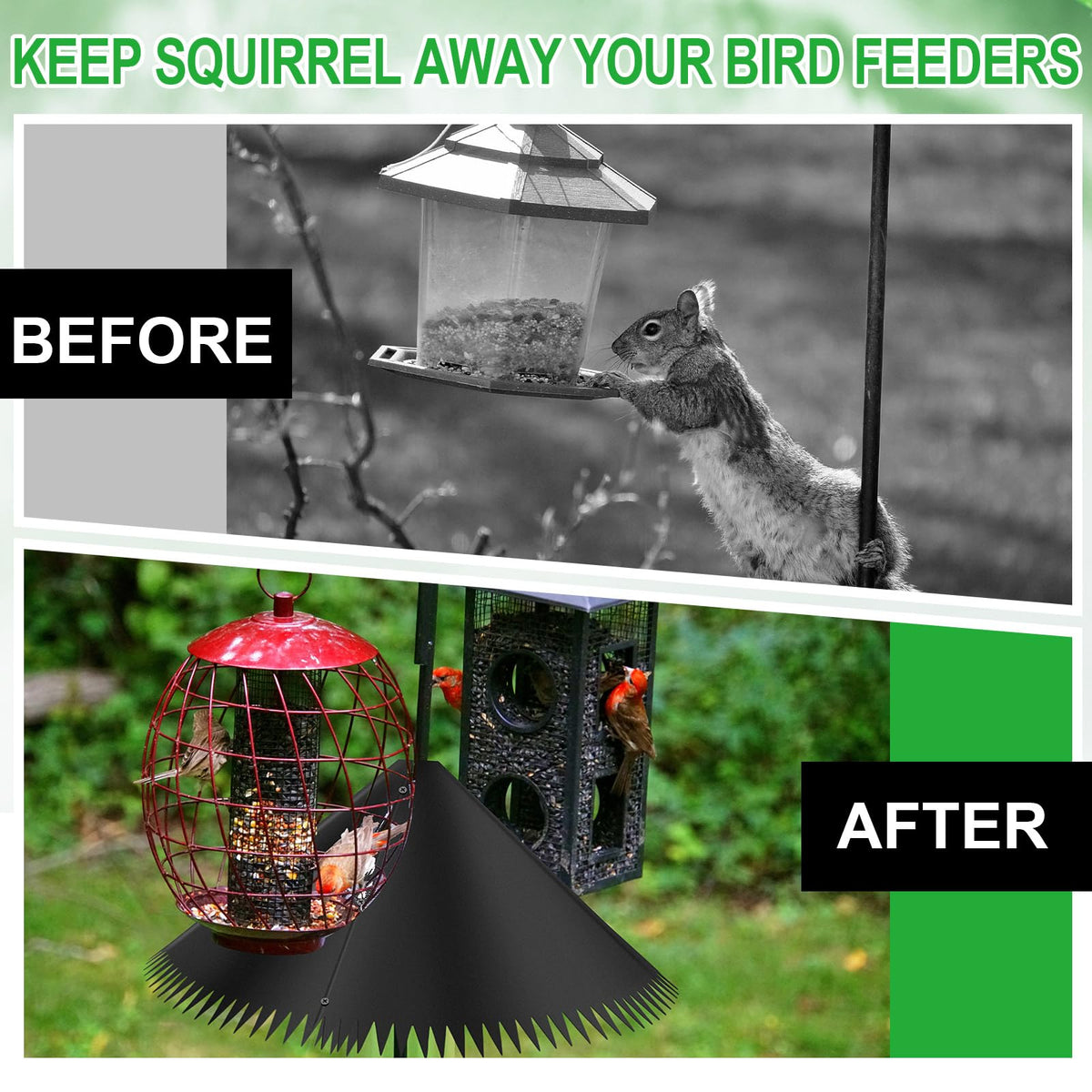 Qualirey Squirrel Baffle is lightweight and weather resistant for outdoor use