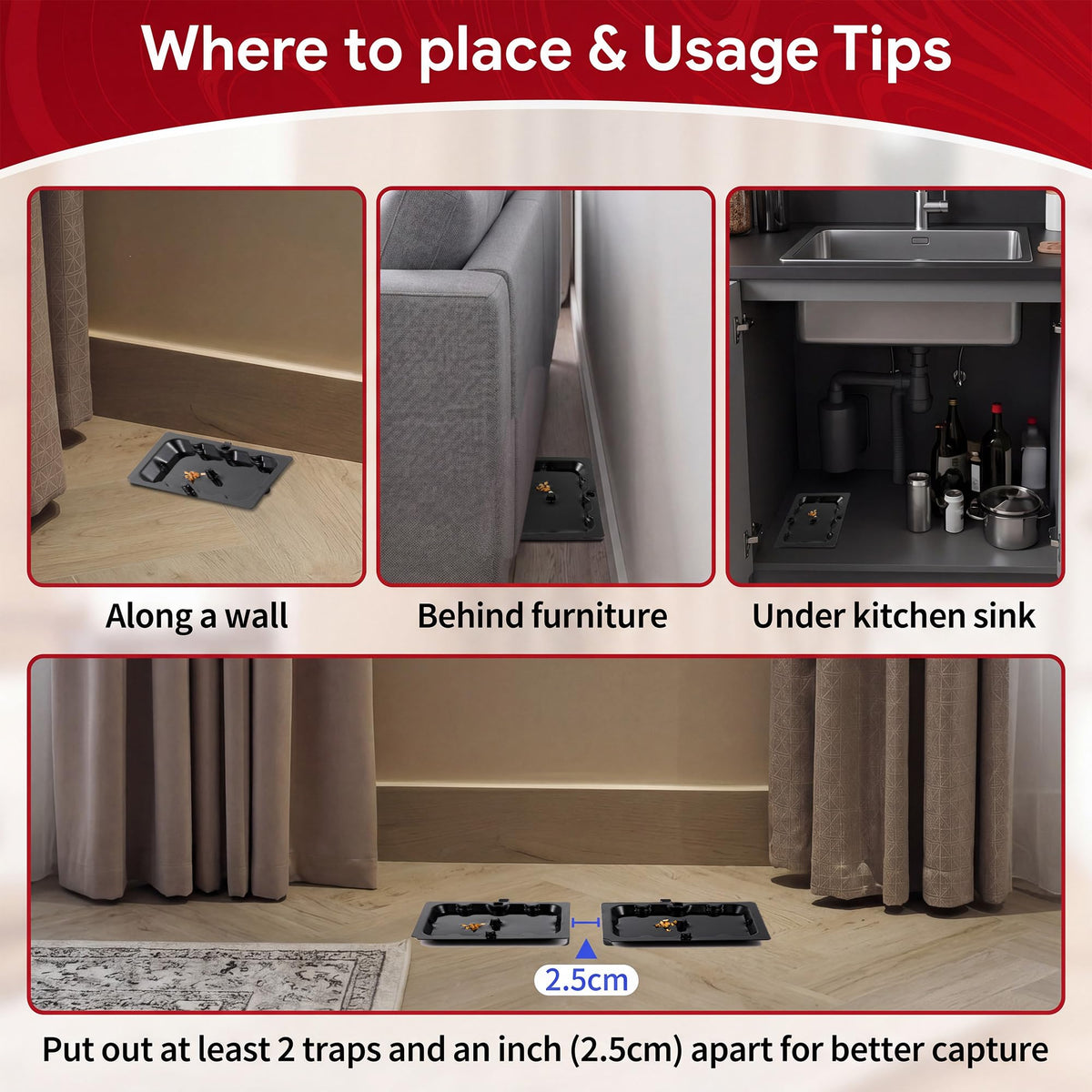 Qualirey sticky trap indoors in corner helps prevent escapes