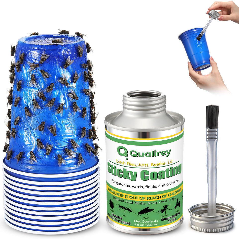 Qualirey tangle trap coating bottle forms a durable outdoor pest barrier.