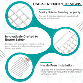 Qualirey trap divider 12inch compatibility enables versatile cage use.