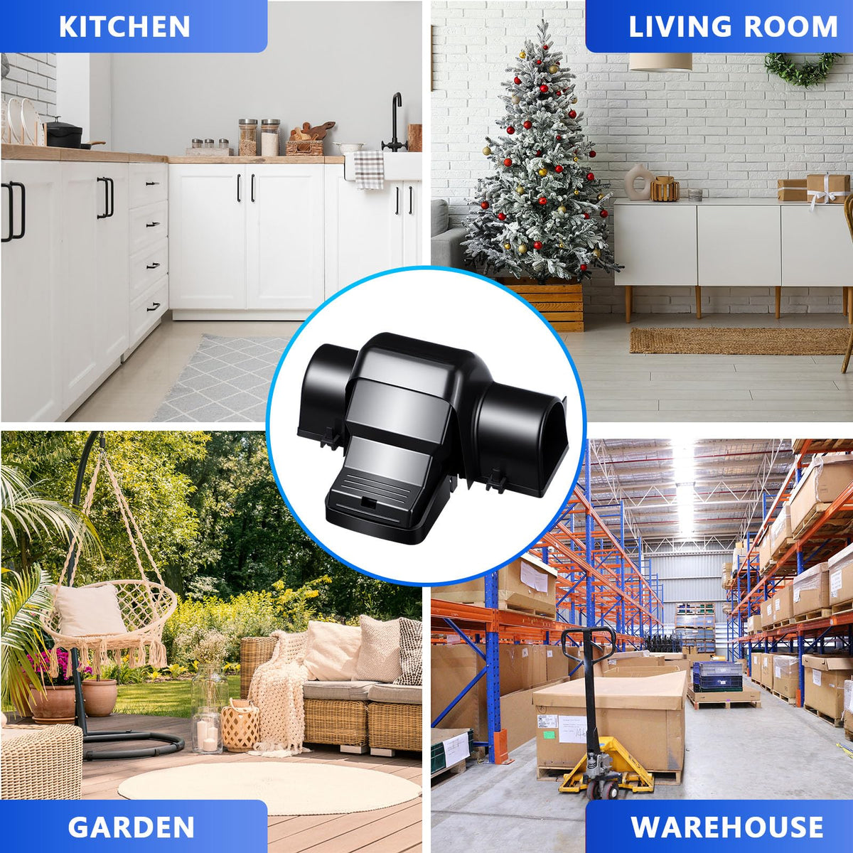 Qualirey trap in indoor and outdoor setting, versatile placement for pest control.