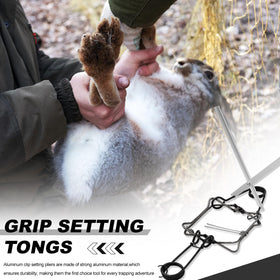 Qualirey trap setting tools for mink, mouse, raccoon, and groundhog traps.