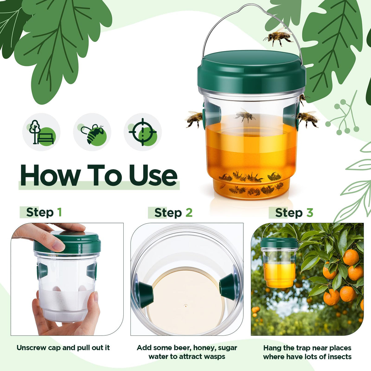 Qualirey Wasp Traps easy installation for indoor and outdoor use