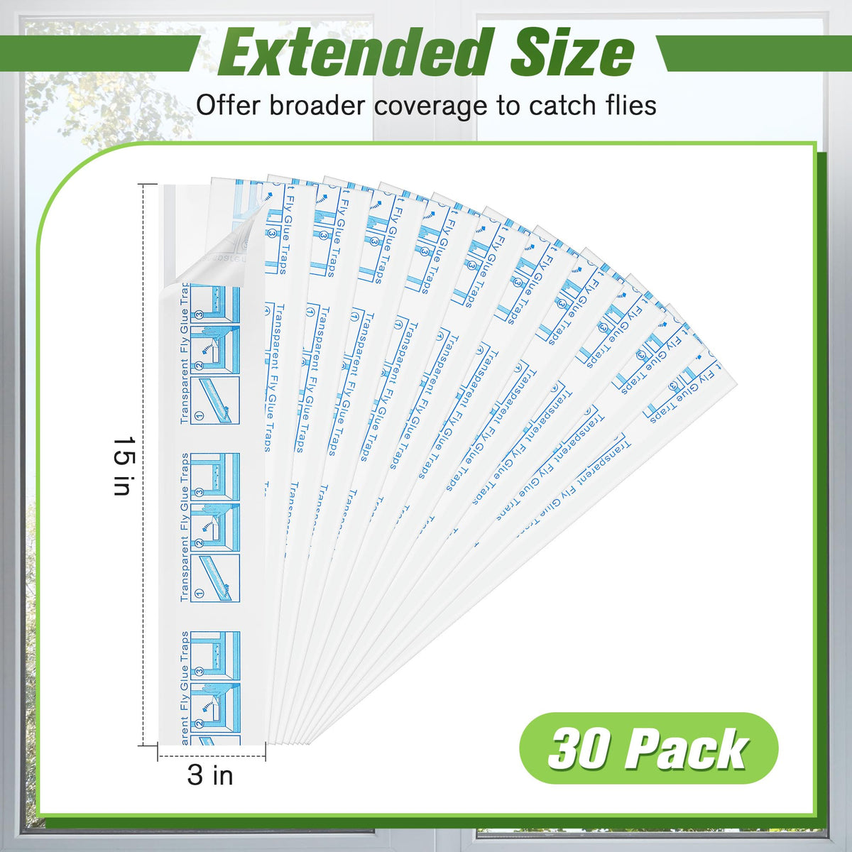 Qualirey XL clear sticky traps 15x3 inch maintain light transmission while catching pests